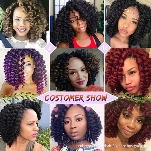 Kinky Wand Curl Crochet Braids Hair Water Deep Wave Hair 8 inch Synthetic Crochet Braiding Hair Extension Bulk private label